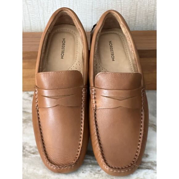 Nordstrom Men’s Driving Penny Loafer Brown Glove Tanned Leather Mocassin, 8M - Picture 6 of 16